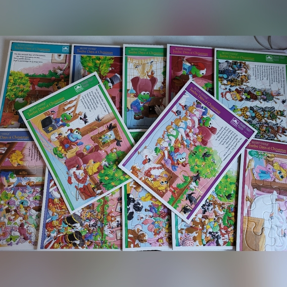 Other - Muppet Babies Puzzles Twelve Days Of Christmas Full Set of 12 Frame Tray 1994